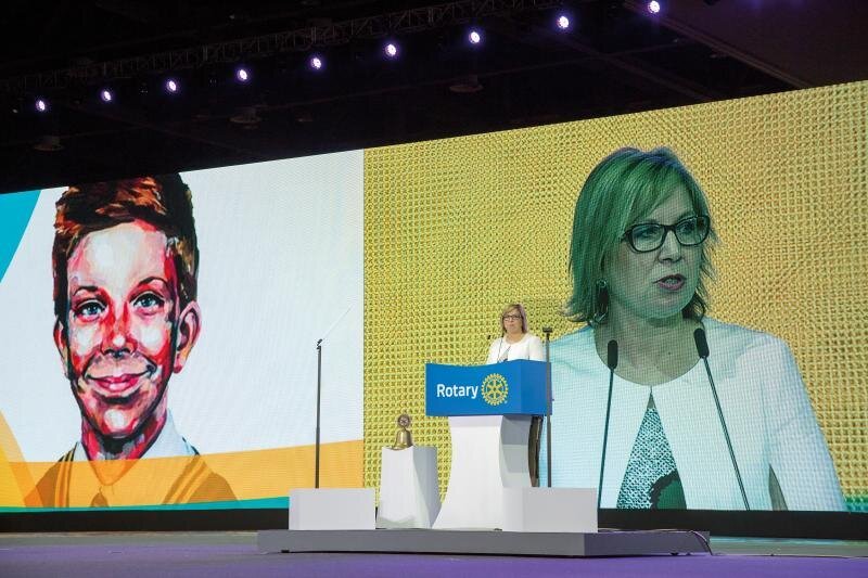 Rosie Batty, whose son was murdered by his father, shares her story of resilience at the 2016 Rotary International Convention in Korea